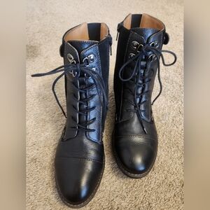 Montana Artisan Suede Black Leather  Lace-Up Ankle Boots